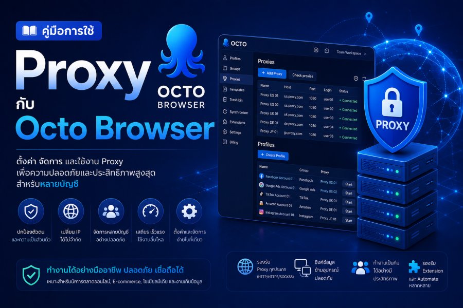 คู่มือการใช้ Proxy กับ Octo Browser: Anti-Detect Browser ที่มาแรง