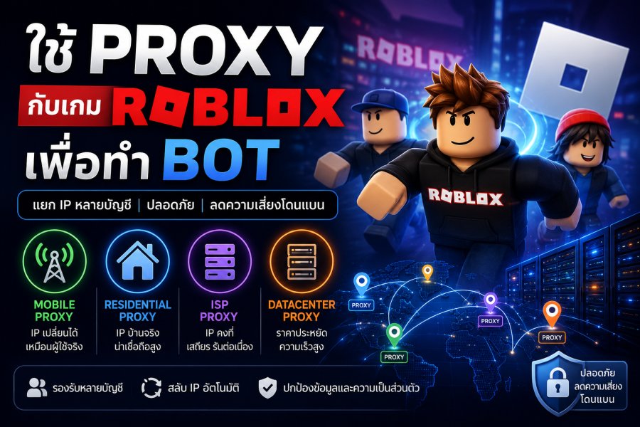 Proxy สำหรับ Roblox Bot คืออะไร? เลือกแบบไหนดี (Mobile vs ISP vs Datacenter)
